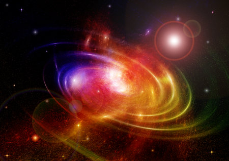 Stars of a planet and galaxy in a free space Elements of this image furnished by . 3D renderingの写真素材