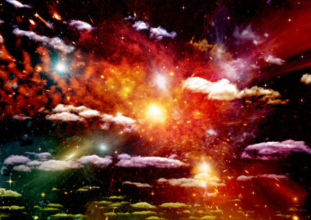 galaxy in a free space. 3D renderingの写真素材