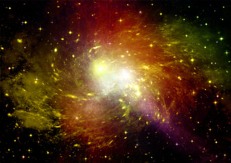 Stars of a planet and galaxy in a free space Elements of this image furnished by . 3D renderingの写真素材