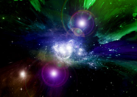 Stars of a planet and galaxy in a free space Elements of this image furnished by . 3D renderingの写真素材