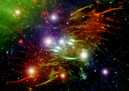 Stars of a planet and galaxy in a free space Elements of this image furnished by . 3D renderingの写真素材