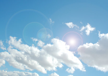 white air clouds in the blue skyの写真素材