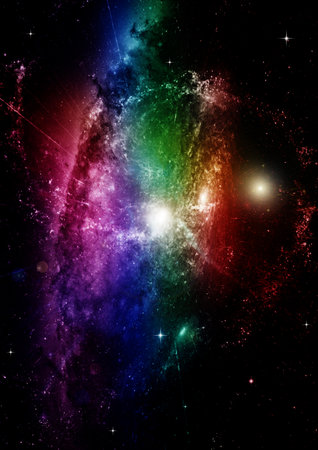 Stars of a planet and galaxy in a free space Elements of this image furnished by . 3D renderingの写真素材