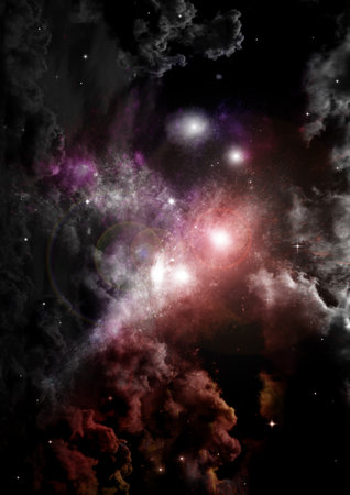 Stars of a planet and galaxy in a free spaceの写真素材