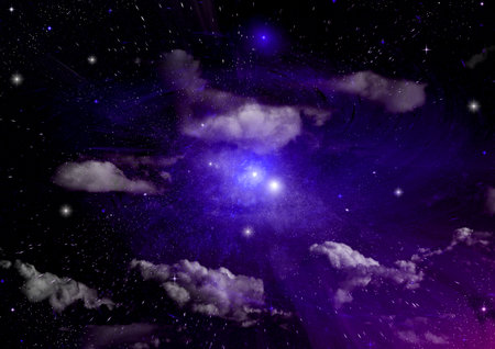 Stars of a planet and galaxy in a free spaceの写真素材