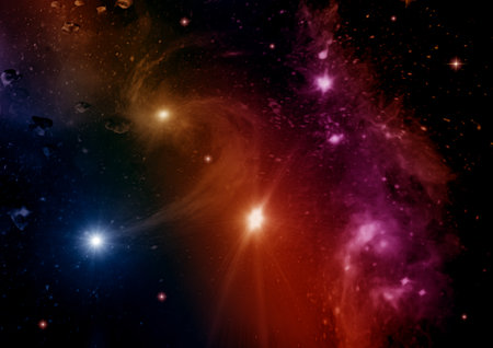 Stars of a planet and galaxy in a free spaceの写真素材
