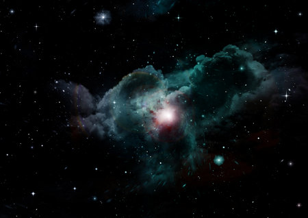 Stars of a planet and galaxy in a free spaceの写真素材