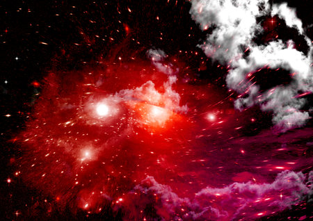 Stars of a planet and galaxy in a free spaceの写真素材