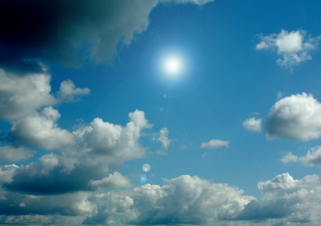 white air clouds in the blue skyの写真素材
