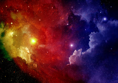 Stars of a planet and galaxy in a free spaceの写真素材