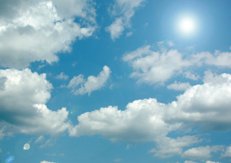 white air clouds in the blue skyの写真素材