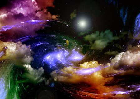 galaxy in a free space. 3D renderingの写真素材
