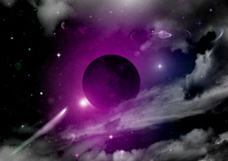 galaxy in a free space. 3D renderingの写真素材