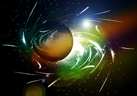 galaxy in a free space. 3D renderingの写真素材