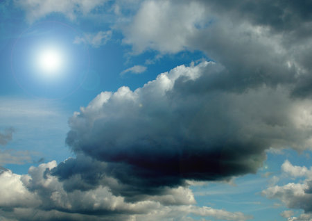 white air clouds in the blue skyの写真素材