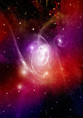 Stars of a planet and galaxy in a free spaceの写真素材
