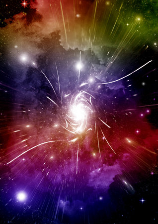 Stars of a planet and galaxy in a free spaceの写真素材