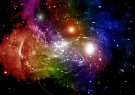 Stars of a planet and galaxy in a free spaceの写真素材