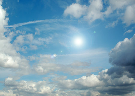 white air clouds in the blue skyの写真素材