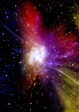 Stars of a planet and galaxy in a free spaceの写真素材