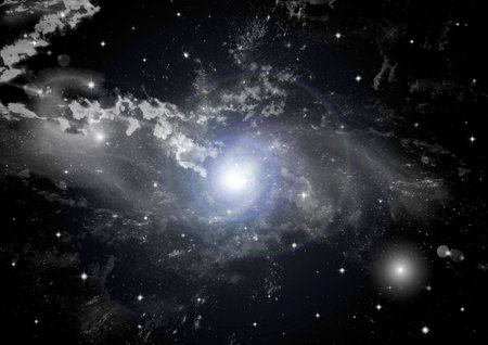 Stars of a planet and galaxy in a free spaceの写真素材