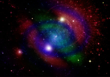 Stars of a planet and galaxy in a free spaceの写真素材