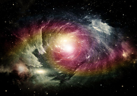 Stars of a planet and galaxy in a free spaceの写真素材