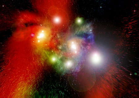 Stars of a planet and galaxy in a free spaceの写真素材