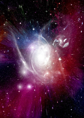 Stars of a planet and galaxy in a free spaceの写真素材