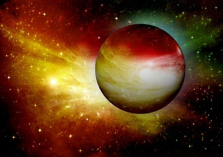 Stars of a planet and galaxy in a free spaceの写真素材