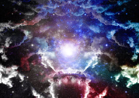 Stars of a planet and galaxy in a free spaceの写真素材
