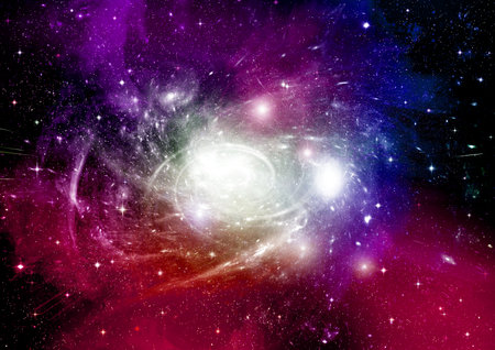 Stars of a planet and galaxy in a free spaceの写真素材