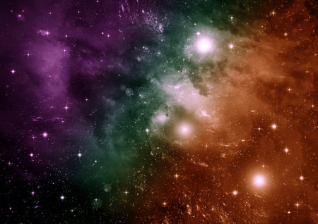 Stars of a planet and galaxy in a free spaceの写真素材