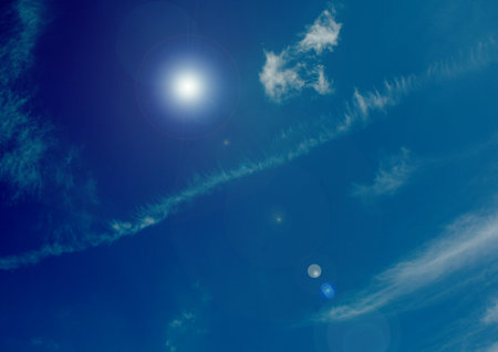 white air clouds in the blue skyの写真素材