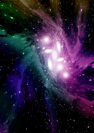 Stars of a planet and galaxy in a free spaceの写真素材