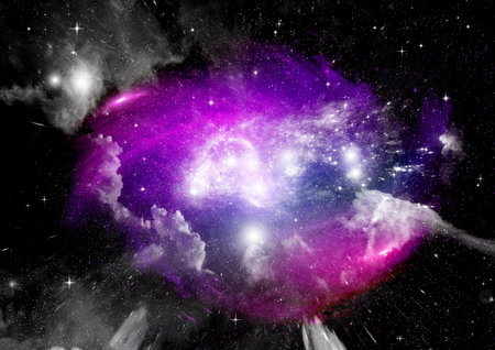 galaxy in a free space. 3D renderingの写真素材