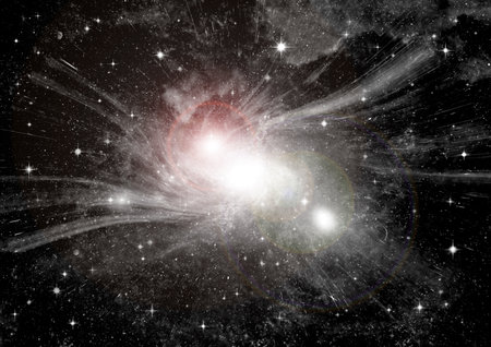 galaxy in a free space. 3D renderingの写真素材