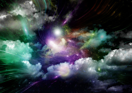 galaxy in a free space. 3D renderingの写真素材