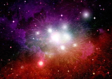 galaxy in a free space. 3D renderingの写真素材