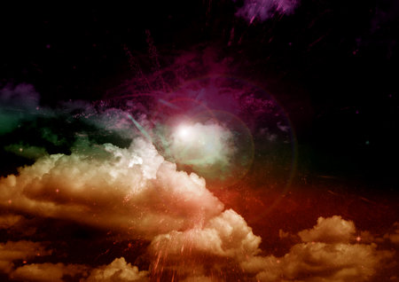 Stars of a planet and galaxy in a free spaceの写真素材