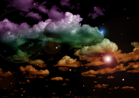 Stars of a planet and galaxy in a free spaceの写真素材