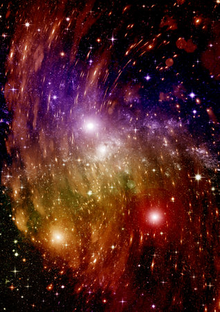 Stars of a planet and galaxy in a free spaceの写真素材