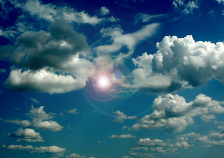 white air clouds in the blue skyの写真素材