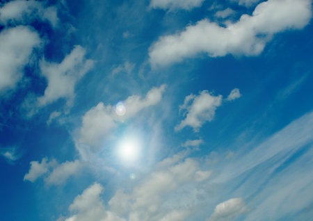white air clouds in the blue skyの写真素材
