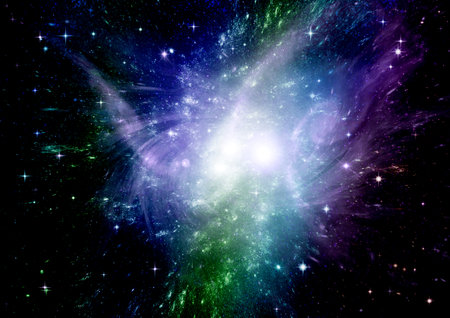 Stars of a planet and galaxy in a free spaceの写真素材