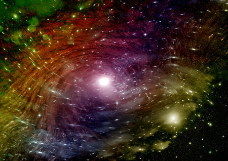 Stars of a planet and galaxy in a free spaceの写真素材