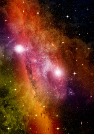 Stars of a planet and galaxy in a free spaceの写真素材