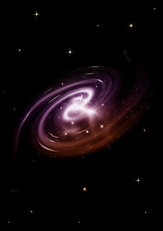 Stars of a planet and galaxy in a free spaceの写真素材