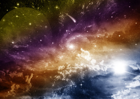 galaxy in a free space. 3D renderingの写真素材