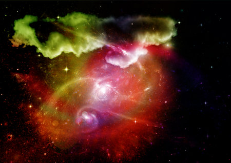 galaxy in a free space. 3D renderingの写真素材